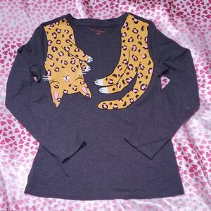 Kids Cat & Jack Sleeping Kitty Leopard Print Long Sleeve Shirt 6/6x